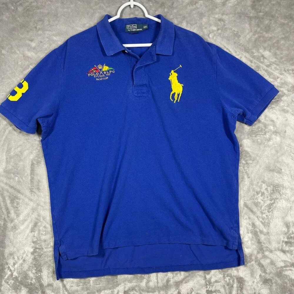 Polo Ralph Lauren Polo Shirt Mens XXL Blue Big Pony Yacht Club Crest